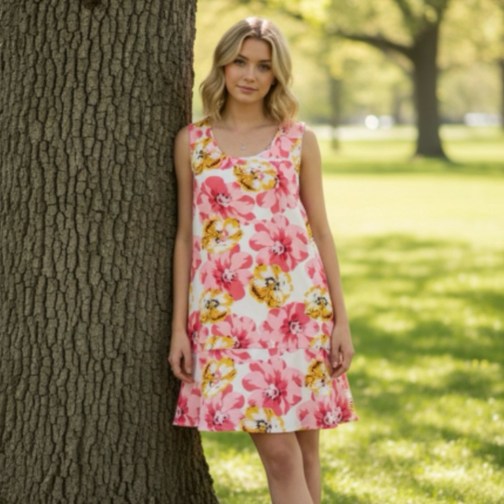 Floral Casual Sleeveless Shift Dress - Picture 4 of 9